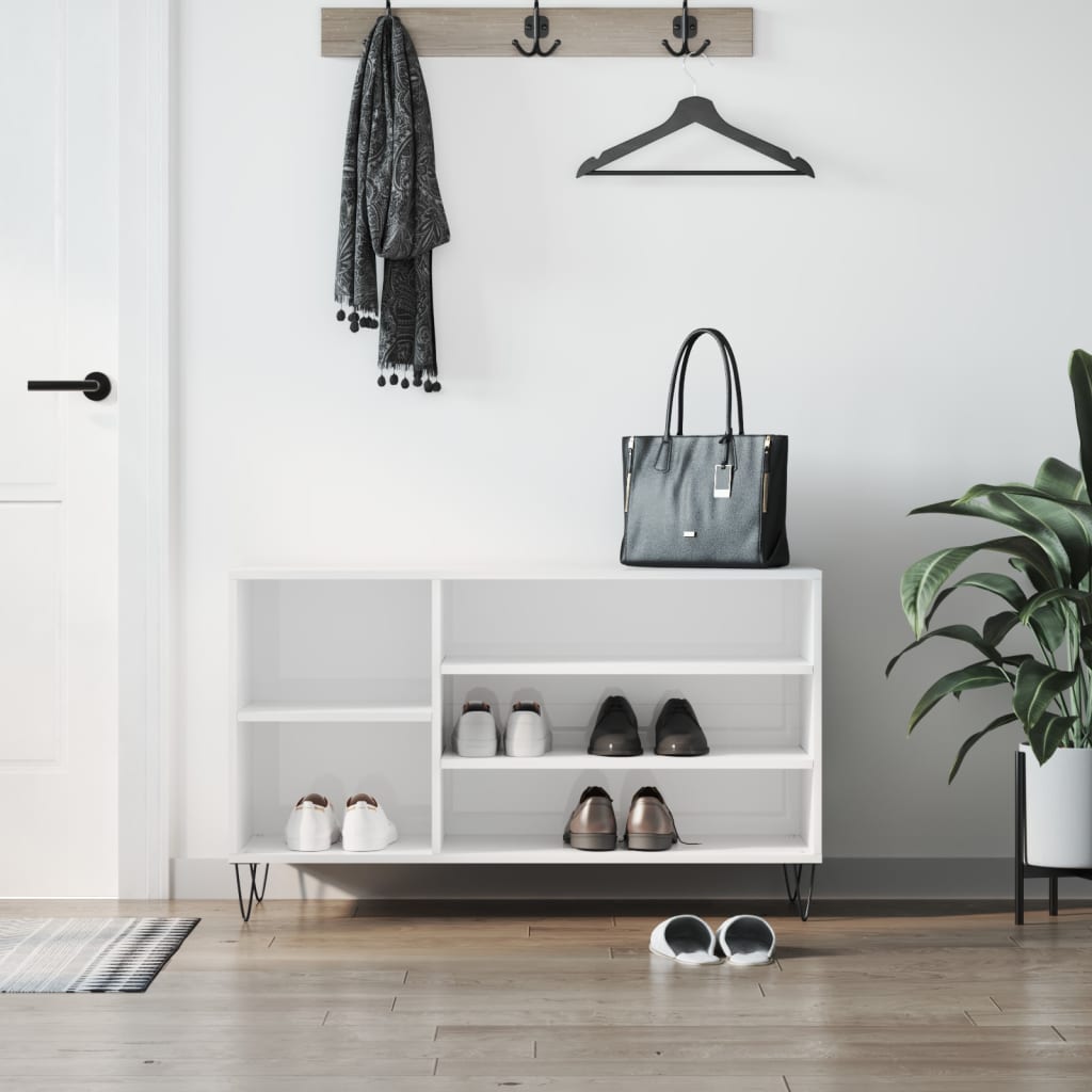Vidaxx armoire à chaussures 102x36x60 cm bois fini blanc brillant