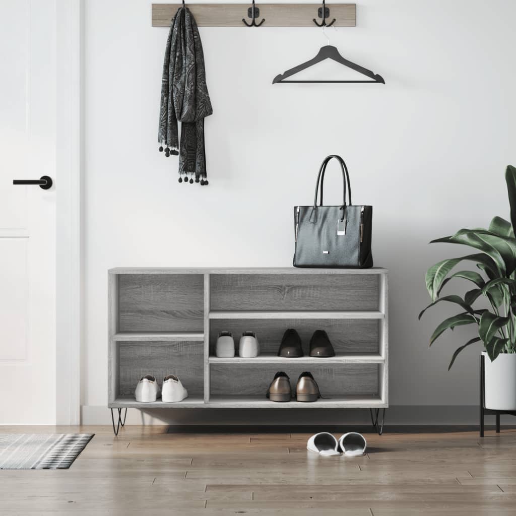 VidaXL armoire à chaussures 102x36x60 cm bois d'ingénierie gris sonoma