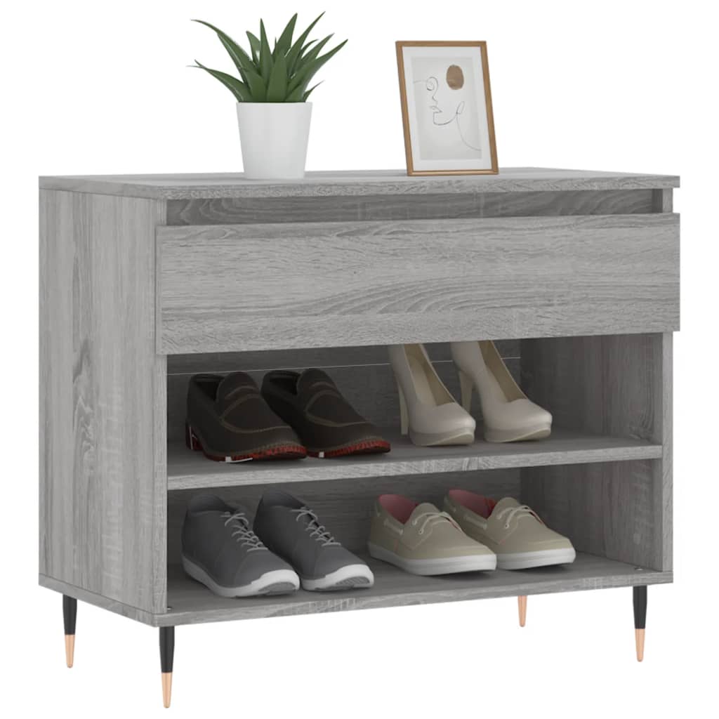 Gabinete de zapatos Vidaxl 70x36x60 cm de madera propiedad Sonoma gris