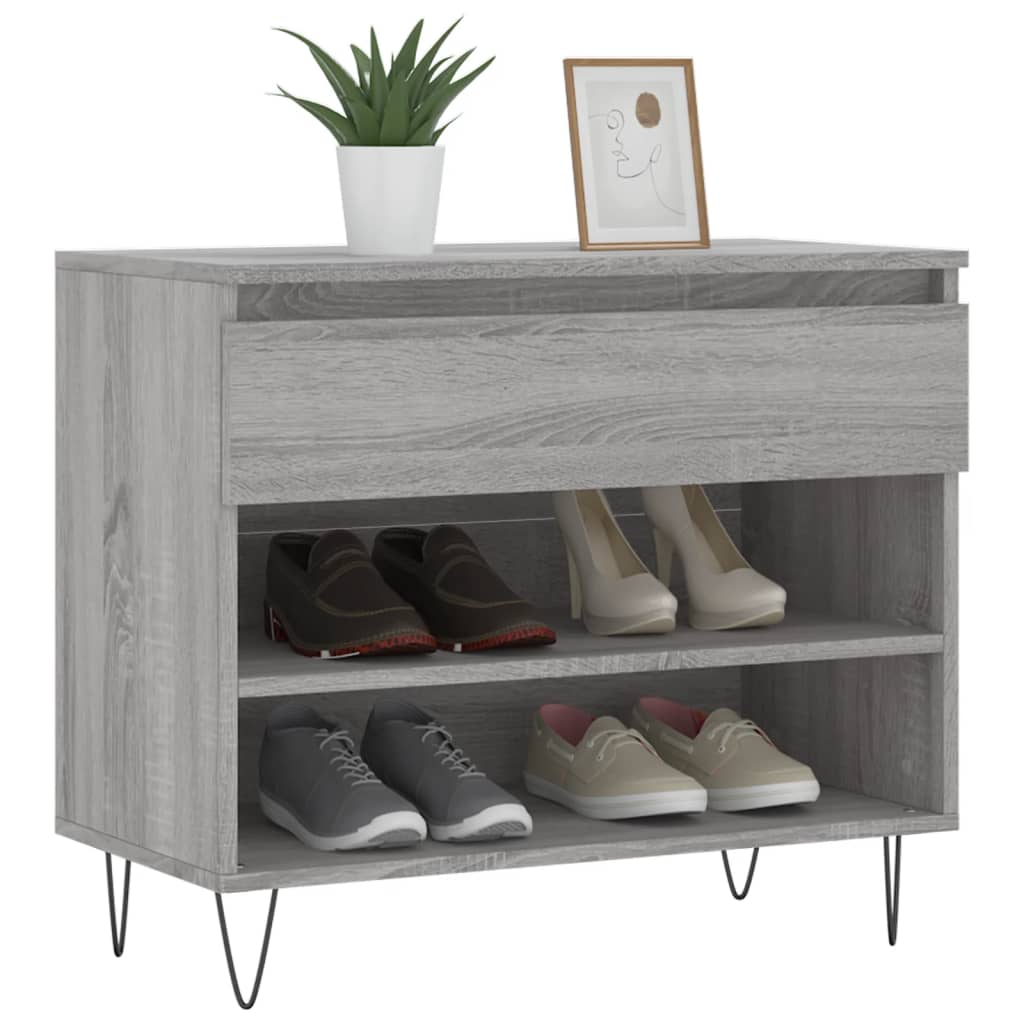 Gabinete de zapatos Vidaxl 70x36x60 cm de madera propiedad Sonoma gris