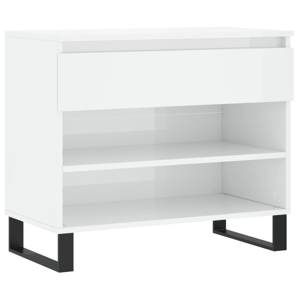 Gabinete de zapatos Vidaxl 70x36x60 cm de madera propiedad de color blanco brillante blanco