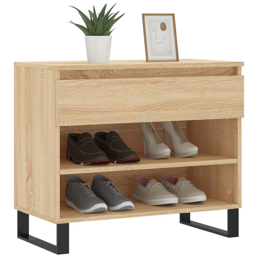 Gabinete de zapatos Vidaxl 70x36x60 cm de madera propiedad de Oak de Oak