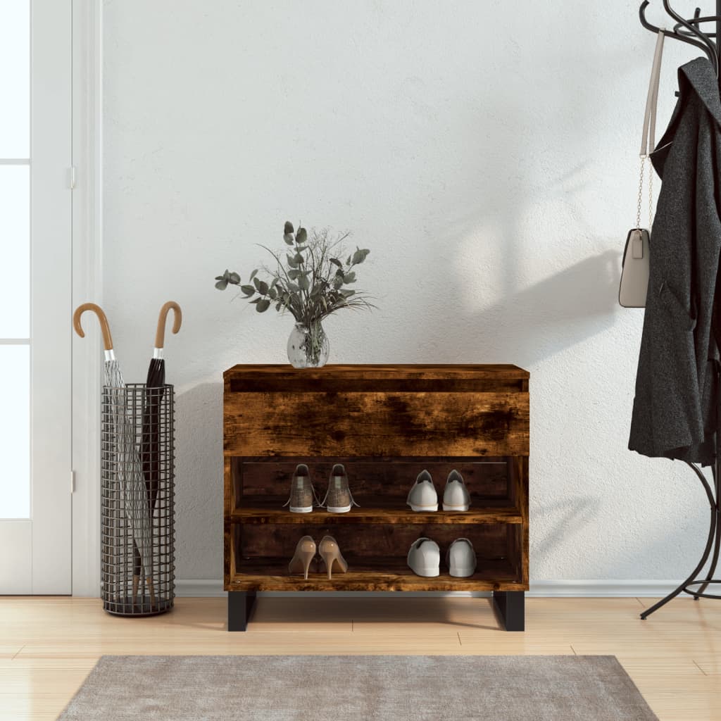 Armoire à chaussures Vidaxl 70x36x60 cm en bois de bois de bois fumé coloré