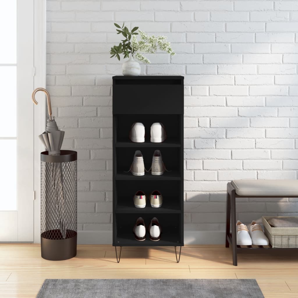 Vidaxx armoire à chaussures 40x36x105 cm bois fini noir