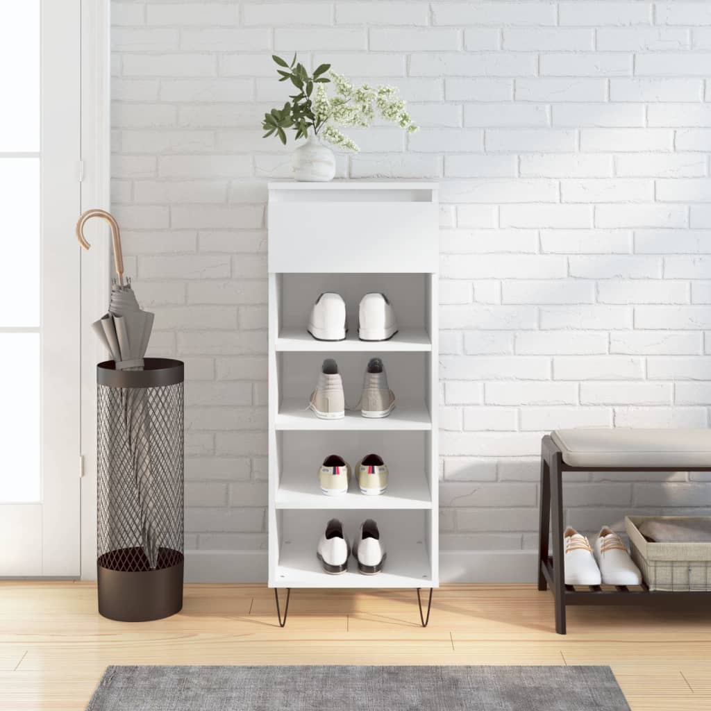 Vidaxx armoire à chaussures 40x36x105 cm bois fini blanc brillant