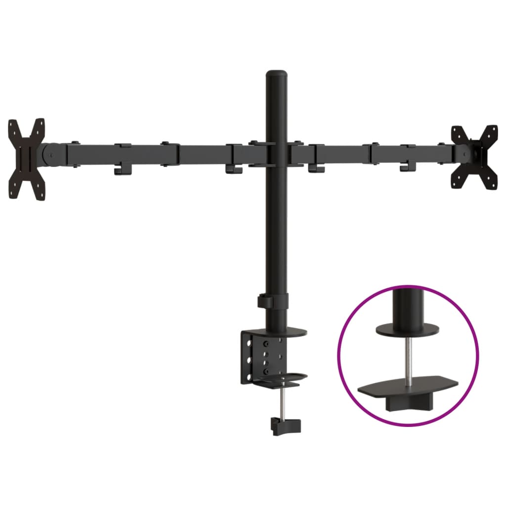 Vidaxl support pour écran double VESA 75 100 mm acier noir