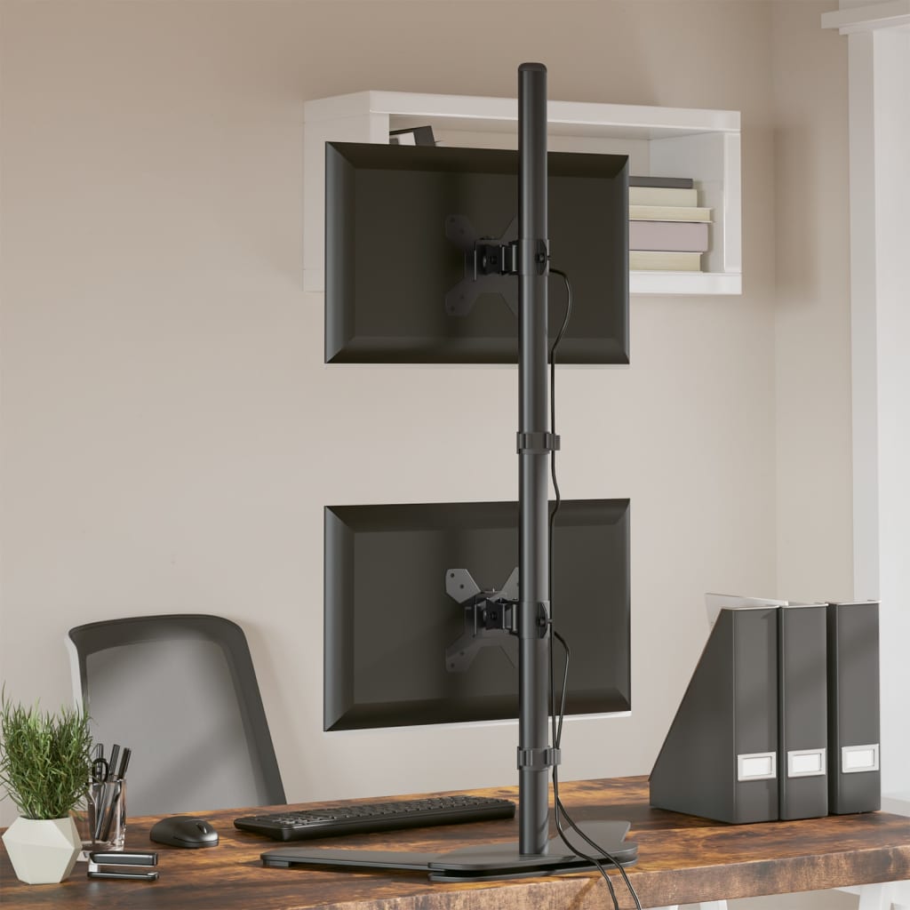Vidaxl support pour écran double VESA 75 100 mm acier noir