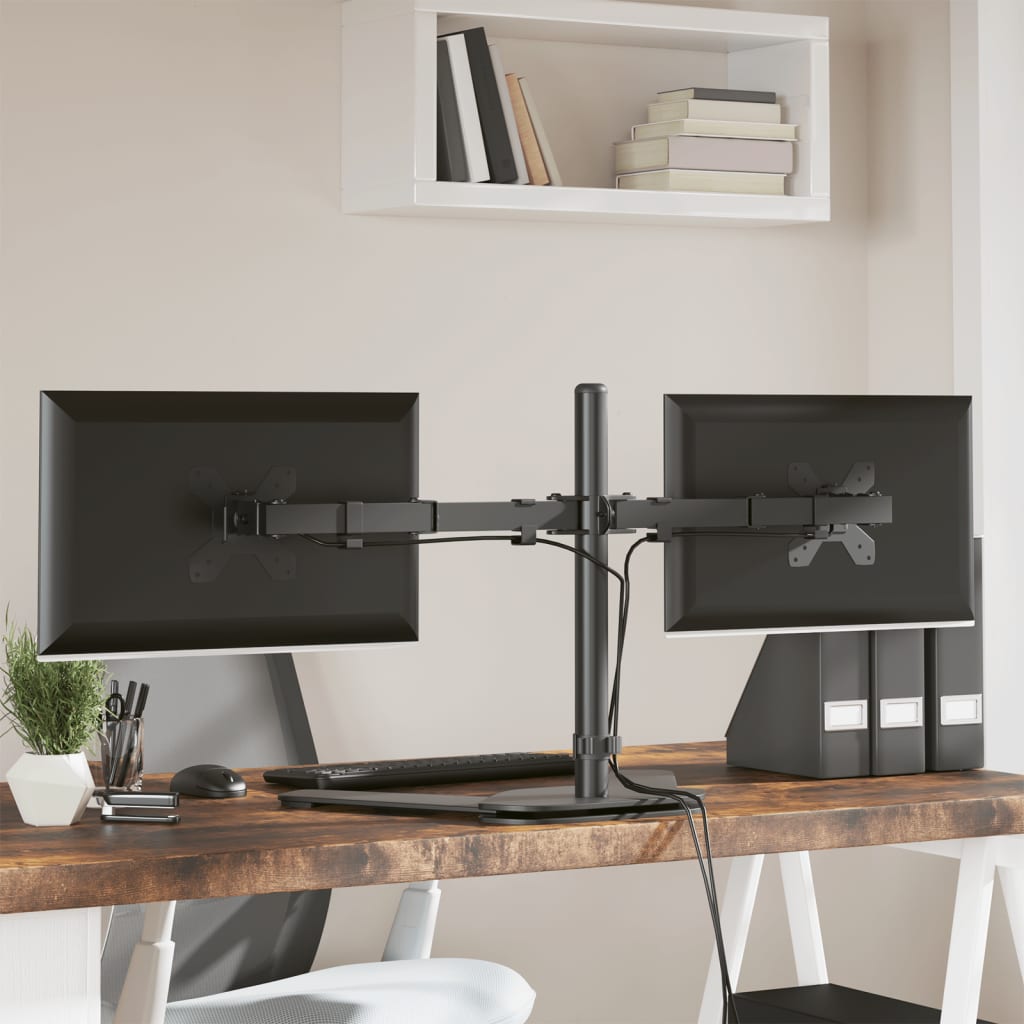 Vidaxl support pour écran double VESA 75 100 mm acier noir