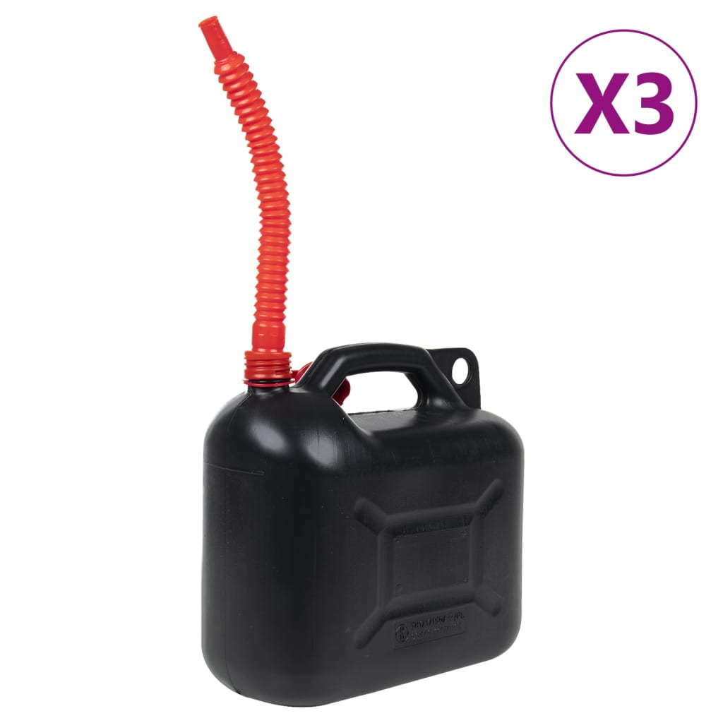 Vidaxxl réservoirs de carburant 3 pcs avec bec flexible noir 10 l plastique