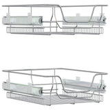 Les paniers de fil vidaxl s'étendent sur 2 pcs 45 cm en argent de couleur