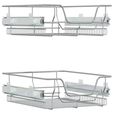 Les paniers de fil vidaxl s'étendent sur 2 pcs 45 cm en argent de couleur