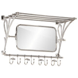 VidaXL porte-bagages avec cintres et miroir mural en aluminium