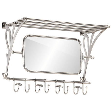 VidaXL porte-bagages avec cintres et miroir mural en aluminium