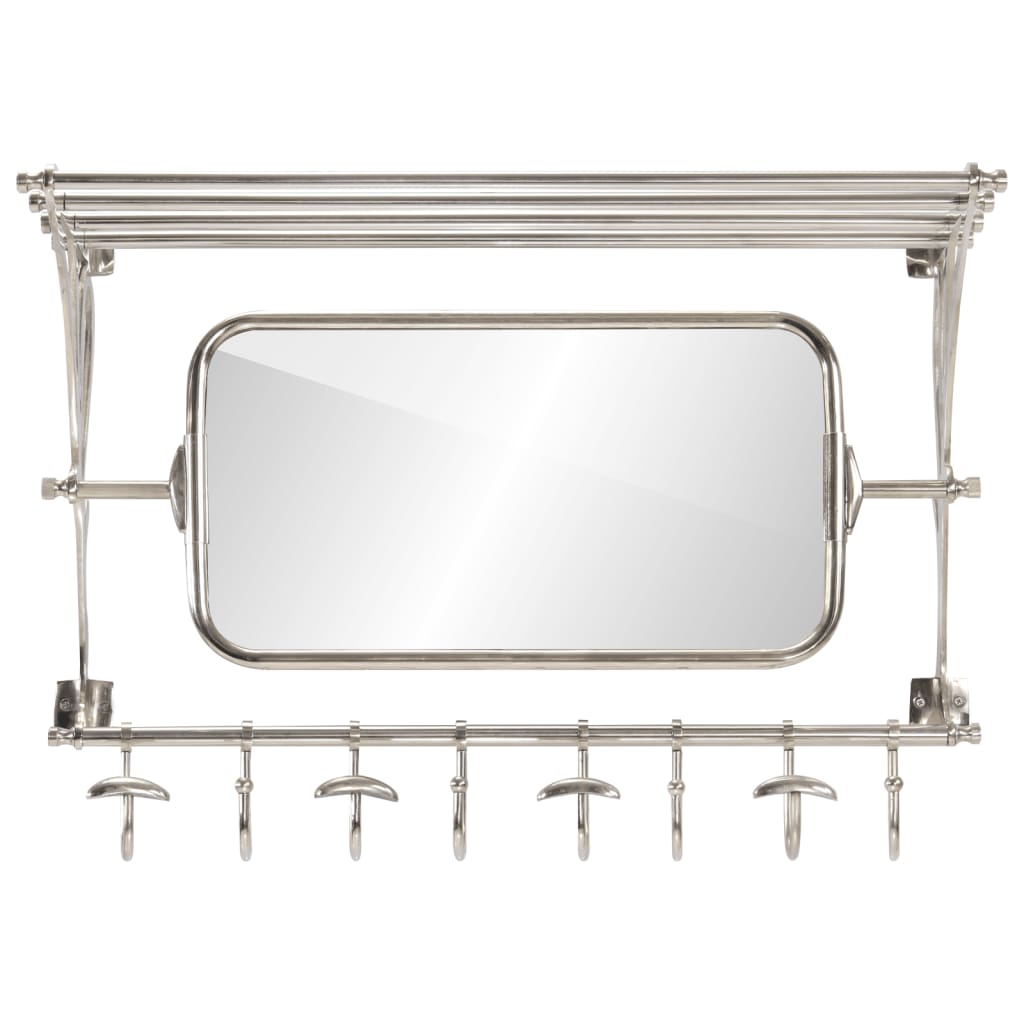 VidaXL porte-bagages avec cintres et miroir mural en aluminium