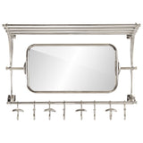 VidaXL porte-bagages avec cintres et miroir mural en aluminium