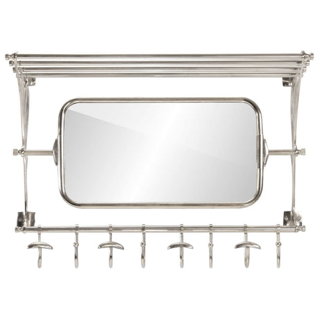 VidaXL porte-bagages avec cintres et miroir mural en aluminium