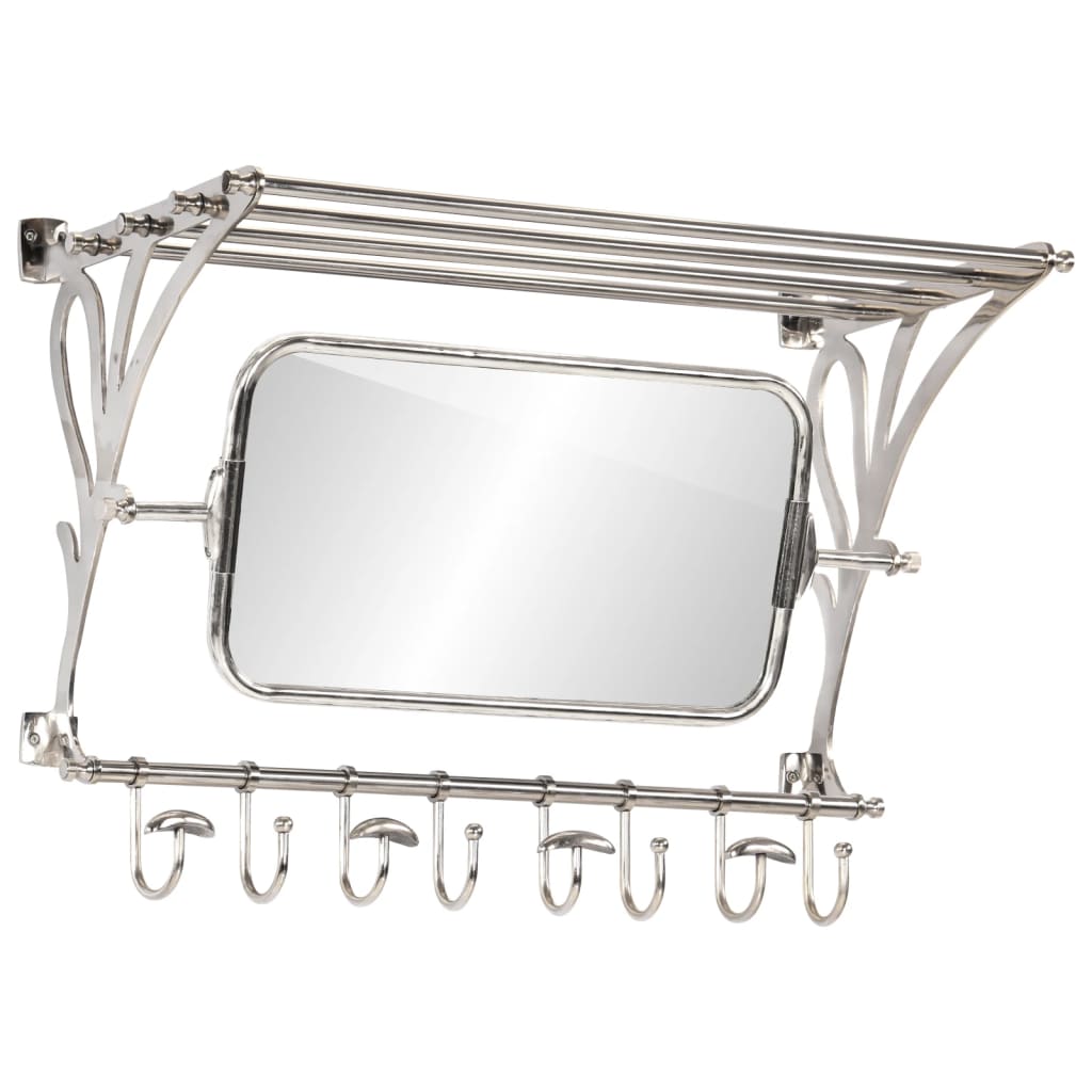 VidaXL porte-bagages avec cintres et miroir mural en aluminium