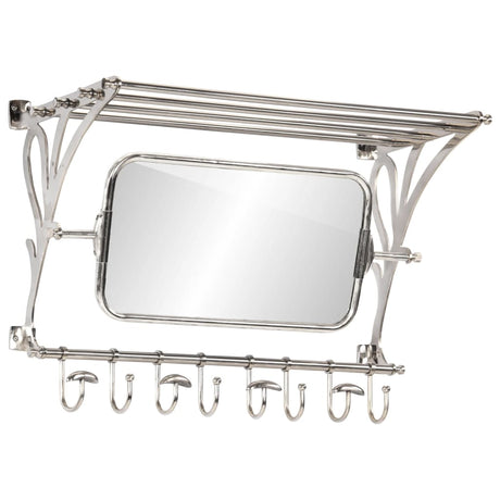 VidaXL porte-bagages avec cintres et miroir mural en aluminium