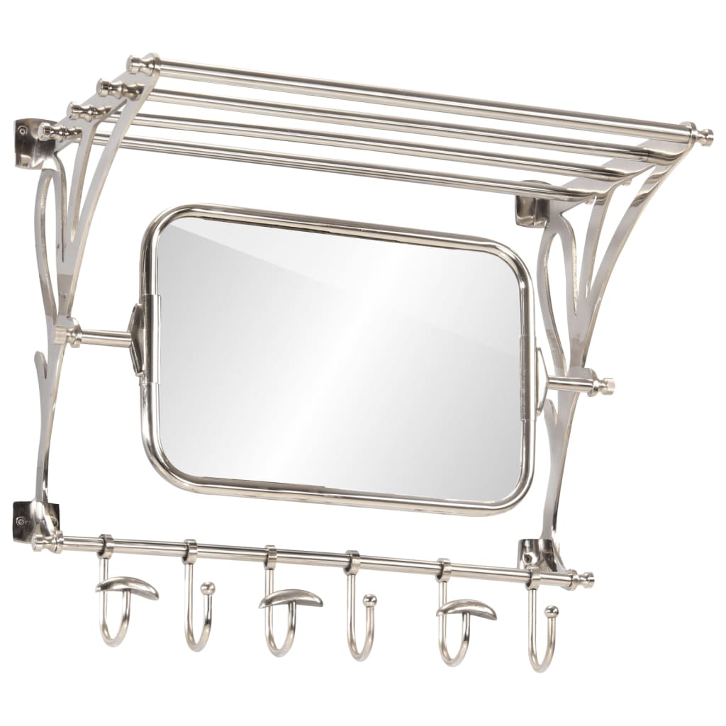 VidaXL porte-bagages avec cintres et miroir mural en aluminium