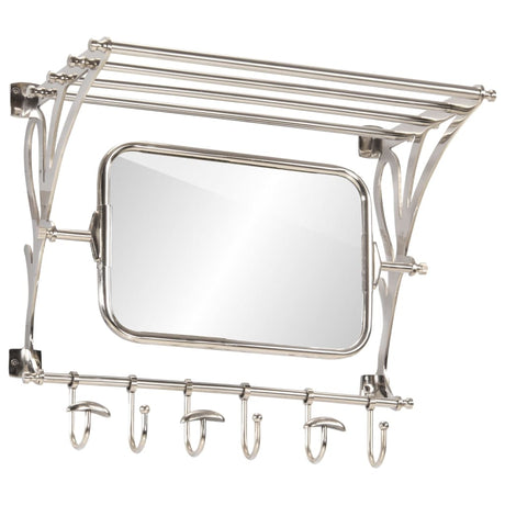 VidaXL porte-bagages avec cintres et miroir mural en aluminium