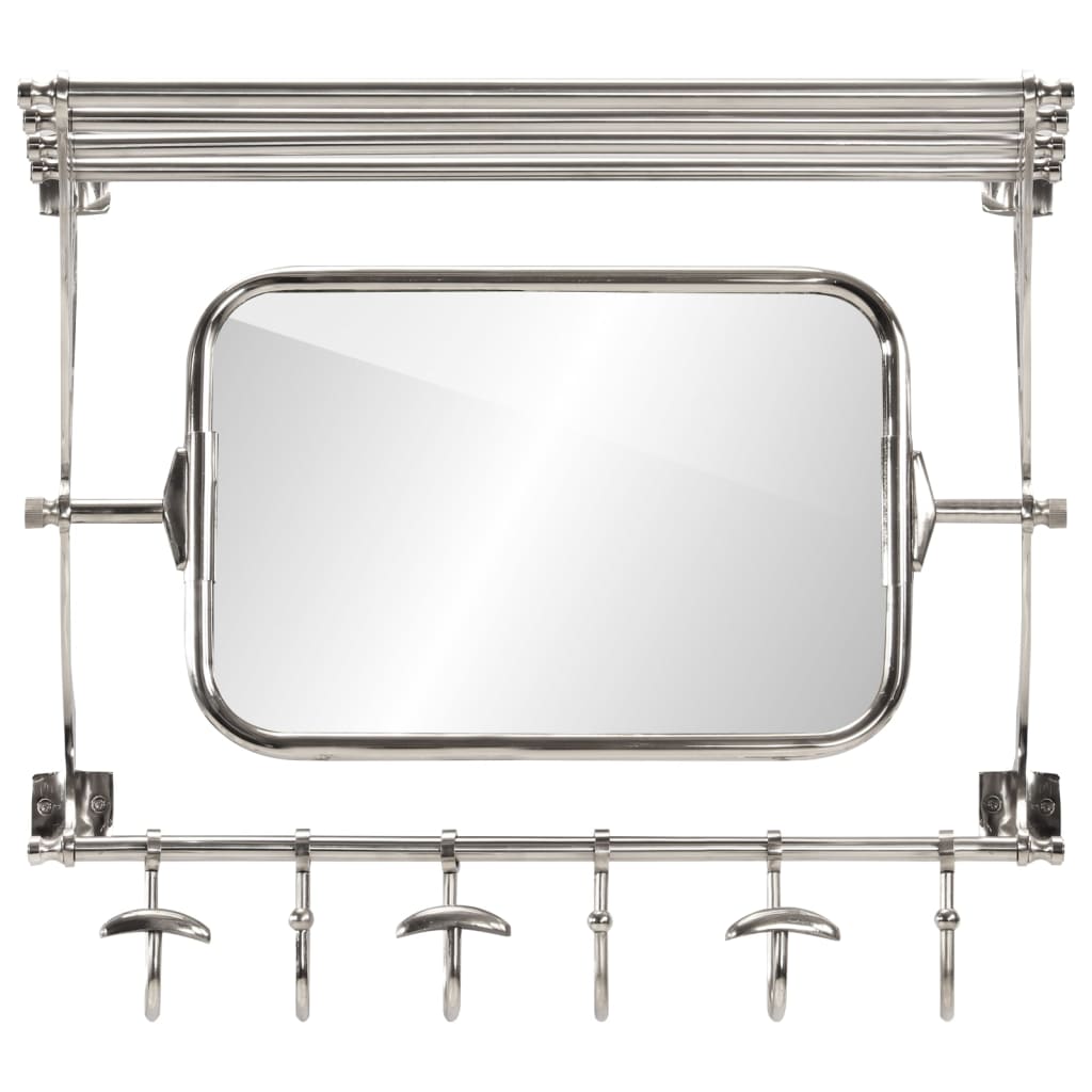 VidaXL porte-bagages avec cintres et miroir mural en aluminium