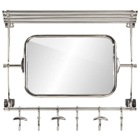 VidaXL porte-bagages avec cintres et miroir mural en aluminium