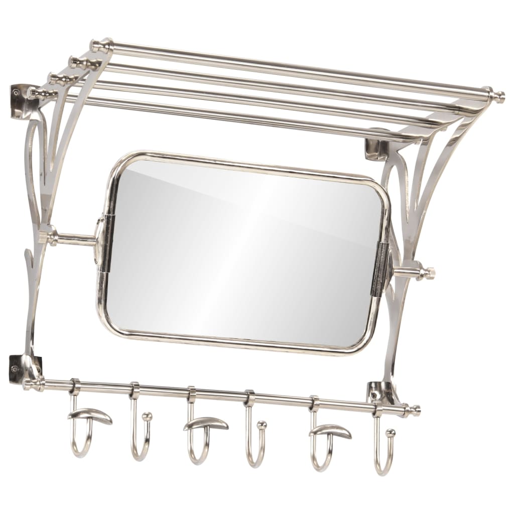 VidaXL porte-bagages avec cintres et miroir mural en aluminium