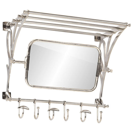 VidaXL porte-bagages avec cintres et miroir mural en aluminium