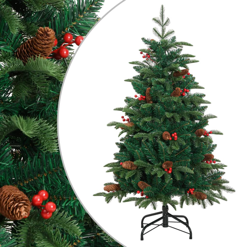Vidaxl sapin de Noël artificiel avec charnières pommes de pin et baies 150 cm