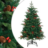 Vidaxl sapin de Noël artificiel avec charnières pommes de pin et baies 150 cm