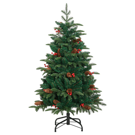 Vidaxl sapin de Noël artificiel avec charnières pommes de pin et baies 150 cm