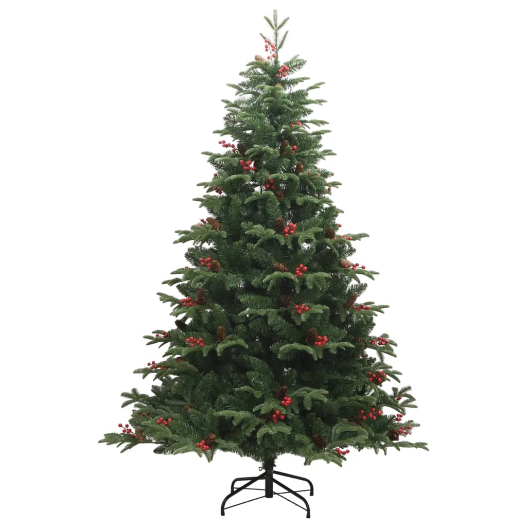 Vidaxl sapin de Noël artificiel avec charnières pommes de pin et baies 180 cm