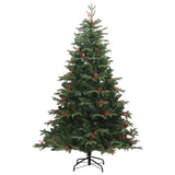 Vidaxl sapin de Noël artificiel avec charnières pommes de pin et baies 180 cm