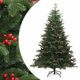Vidaxl sapin de Noël artificiel avec charnières pommes de pin et baies 210 cm