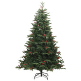 Vidaxl sapin de Noël artificiel avec charnières pommes de pin et baies 210 cm