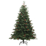 Vidaxl sapin de Noël artificiel avec charnières pommes de pin et baies 240 cm