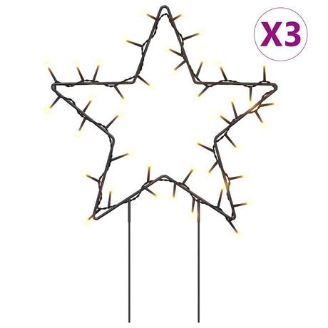 VidaXL lumières de Noël étoile 3 pcs avec piquets de terre 50 LED 29 cm