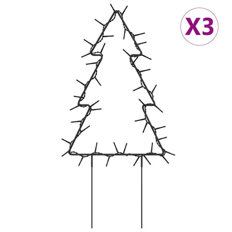 VidaXL lumières de Noël sapin de Noël 3 pcs avec piquets de terre 50 LED 30 cm