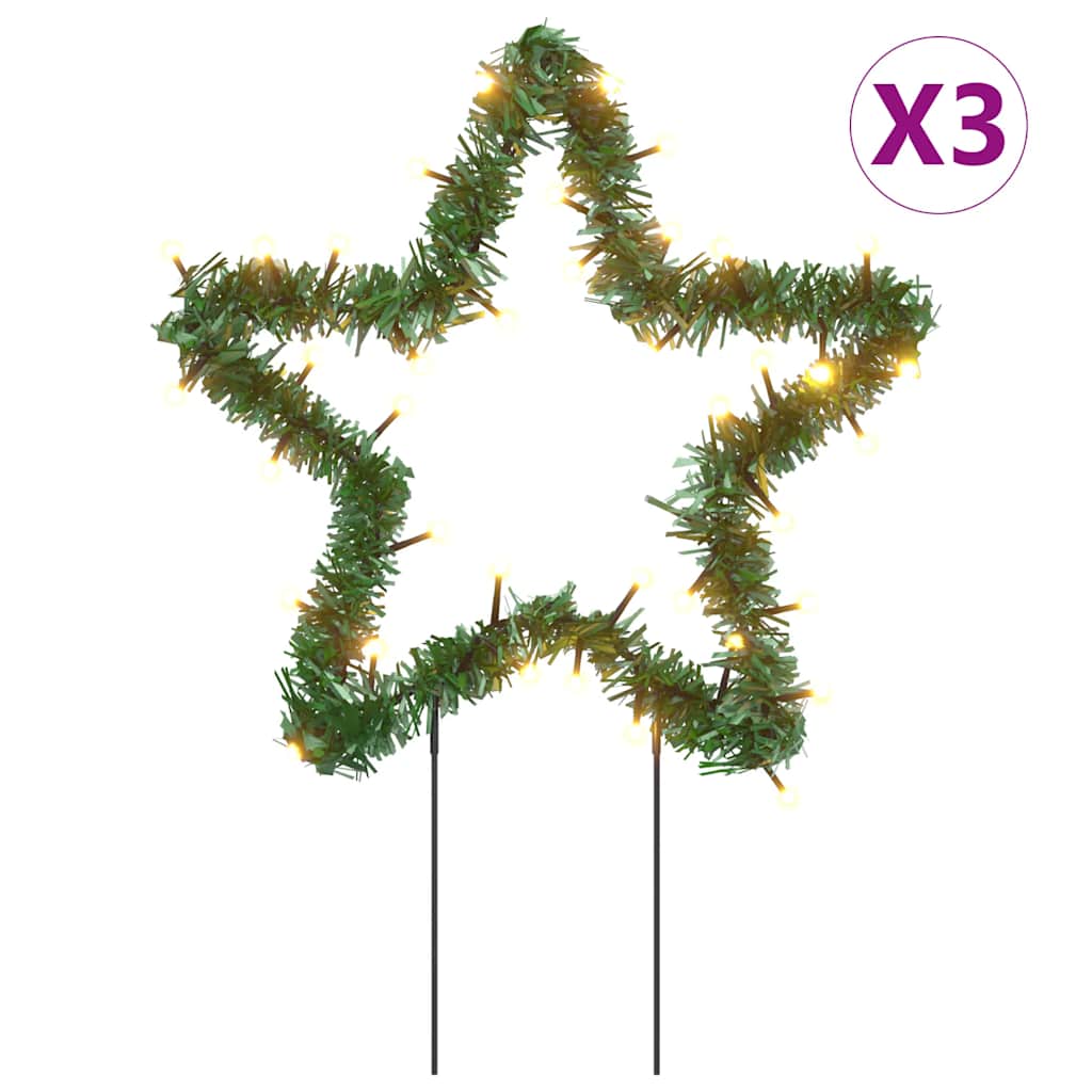 VidaXL lumières de Noël étoile 3 pcs avec piquets de terre 50 LED 29 cm
