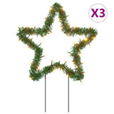 VidaXL lumières de Noël étoile 3 pcs avec piquets de terre 50 LED 29 cm