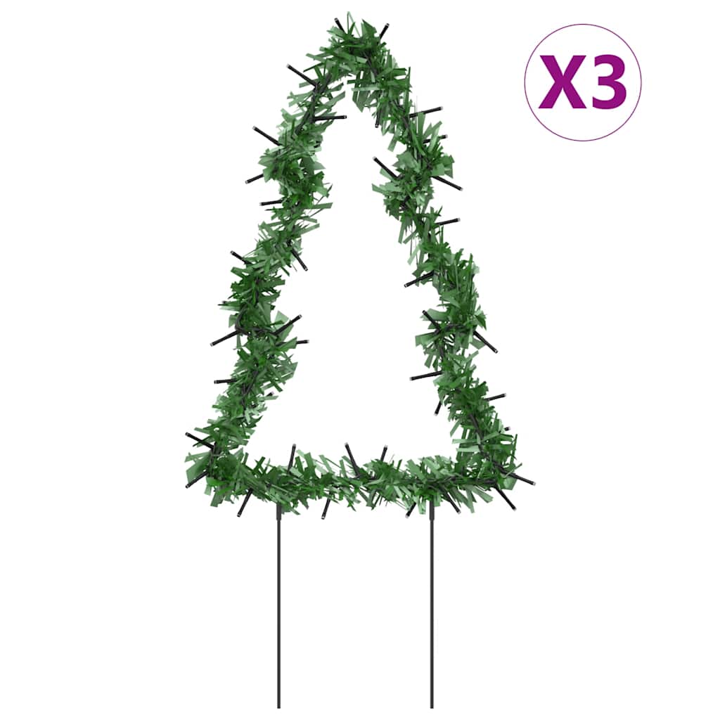 VidaXL lumières de Noël sapin de Noël 3 pcs avec piquets de terre 50 LED 30 cm