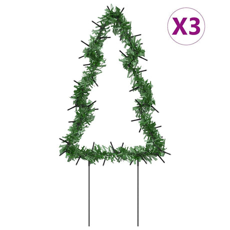 VidaXL lumières de Noël sapin de Noël 3 pcs avec piquets de terre 50 LED 30 cm