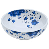 VidaXL Évier à poser rond Φ41x14 cm céramique blanc et bleu
