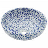 VidaXL Évier à poser rond Φ41x14 cm céramique blanc et bleu