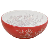 VidaXL Évier à poser rond Φ41x14 cm céramique blanc et rouge