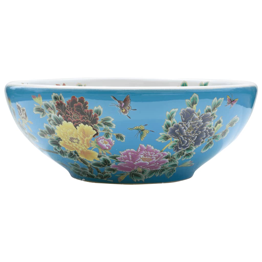 VidaXL Évier à poser rond Φ41x14 cm céramique multicolore