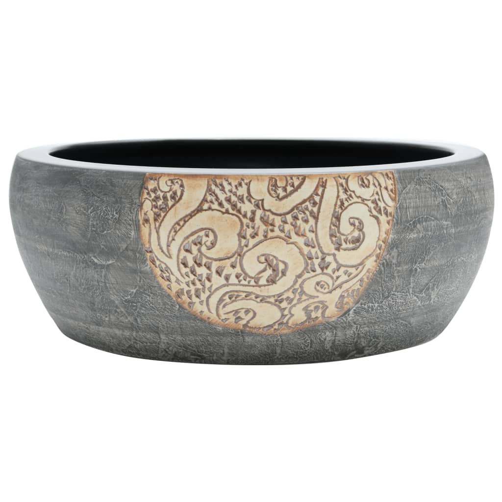 Vidaxx évier en saillie rond φ41x14 cm en céramique noir et marron