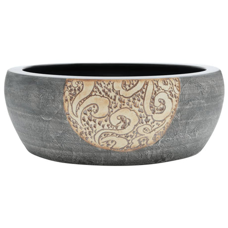Vidaxx évier en saillie rond φ41x14 cm en céramique noir et marron