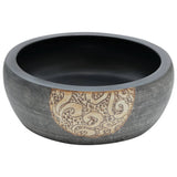 Vidaxx évier en saillie rond φ41x14 cm en céramique noir et marron