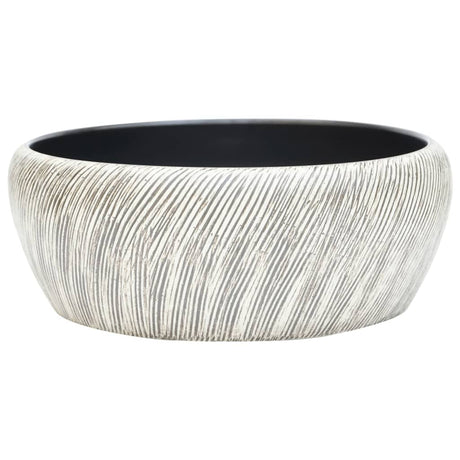 VidaXL Évier à poser rond Φ41x14 cm céramique noir et gris
